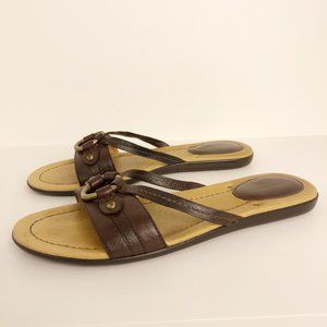 Frye Leather Brass O-Ring Sandals 9